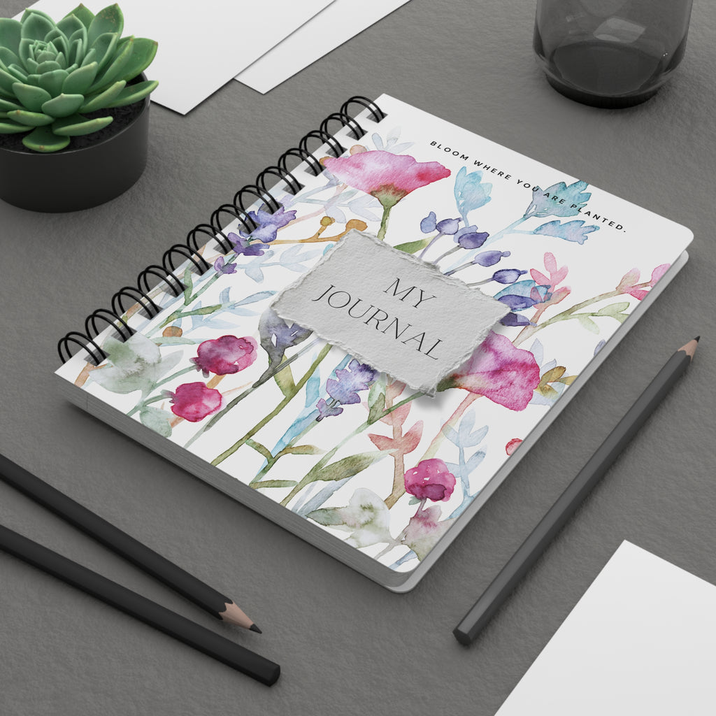 Floral Watercolor Spiral Journal — "My Journal" Bloom Where You Are Planted