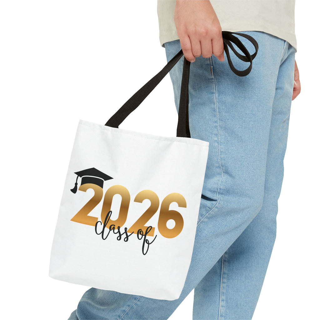 Class of 2026 Graduation Tote Bag – Gold 2026 with Cap