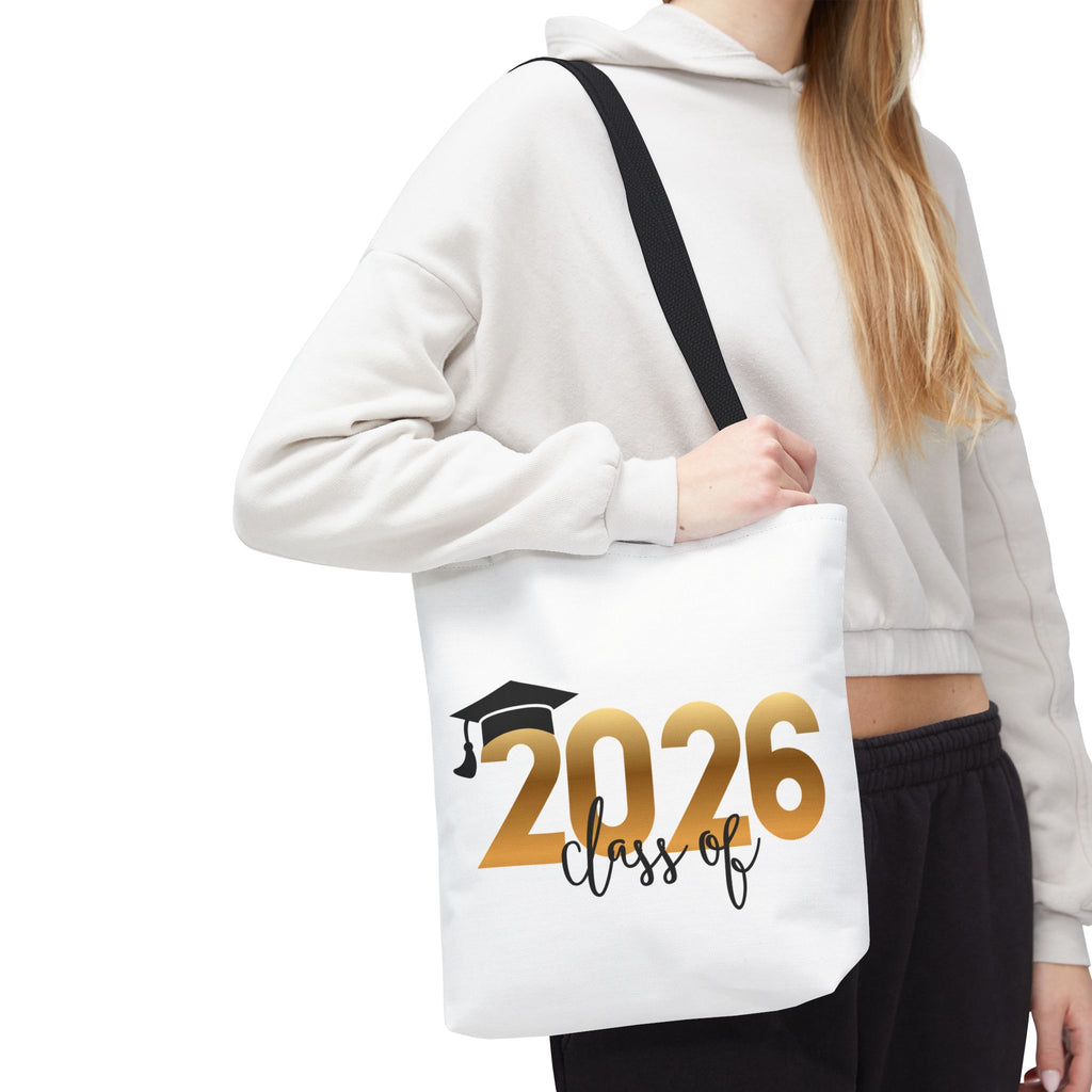 Class of 2026 Graduation Tote Bag – Gold 2026 with Cap