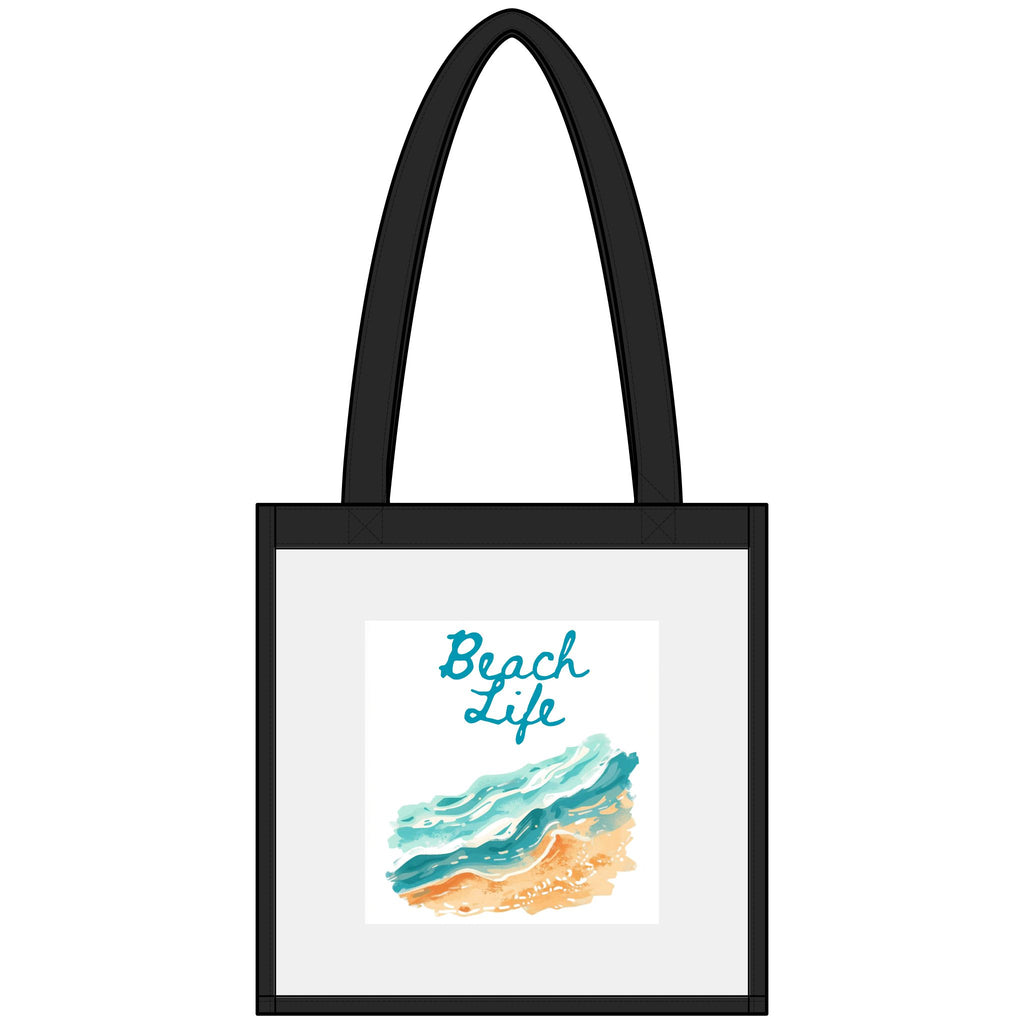 Clear Stadium Tote – Beach Life Clear PVC Beach Bag with Wave Design