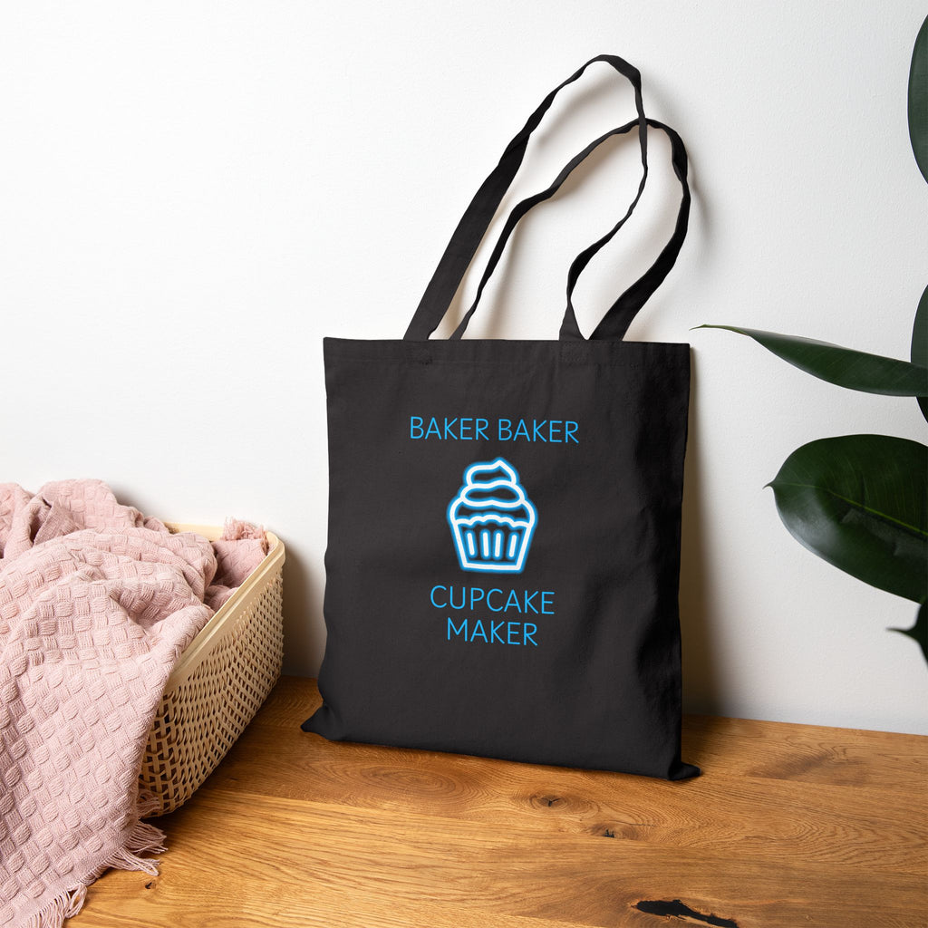 Cotton Canvas Tote Bag, Baker Baker Cupcake Maker - Blue
