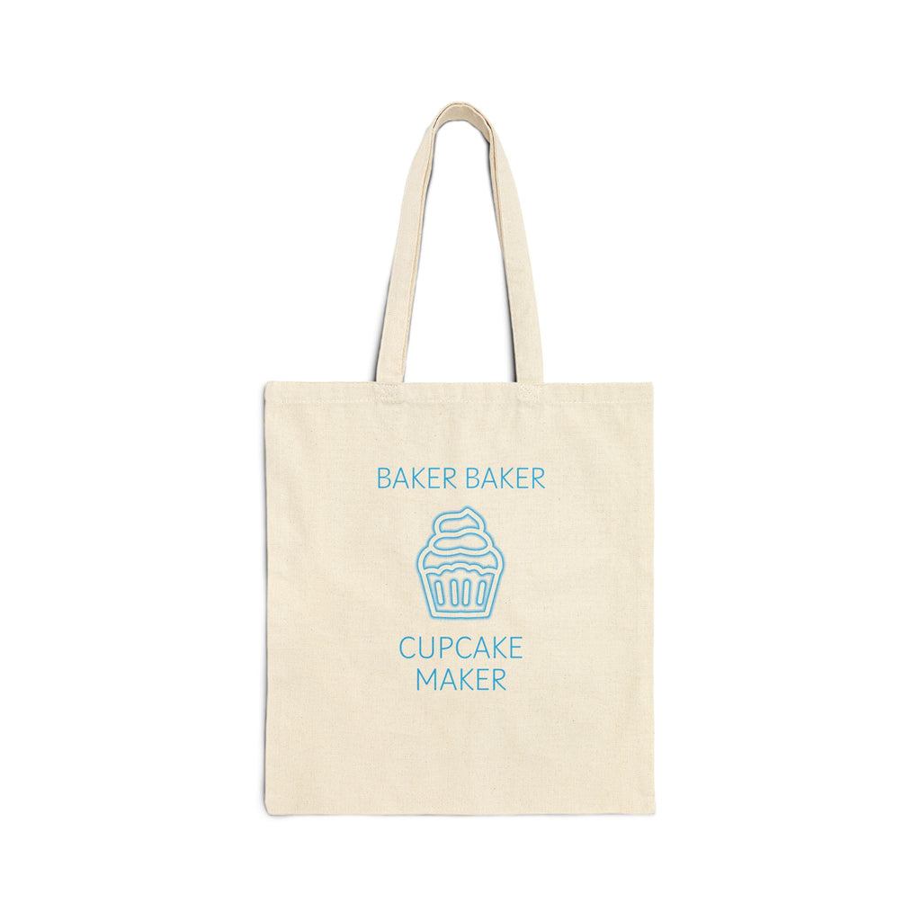 Cotton Canvas Tote Bag, Baker Baker Cupcake Maker - Blue