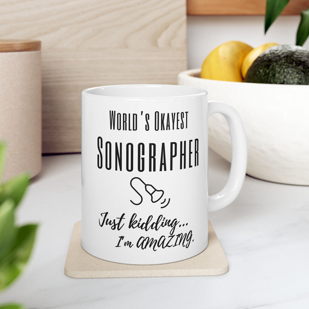 The "AMAZING" Sonographer Ceramic Mug, (11oz, 15oz), ultrasound tech mug