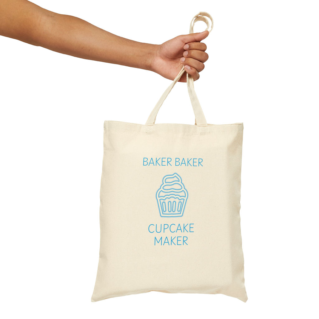 Cotton Canvas Tote Bag, Baker Baker Cupcake Maker - Blue